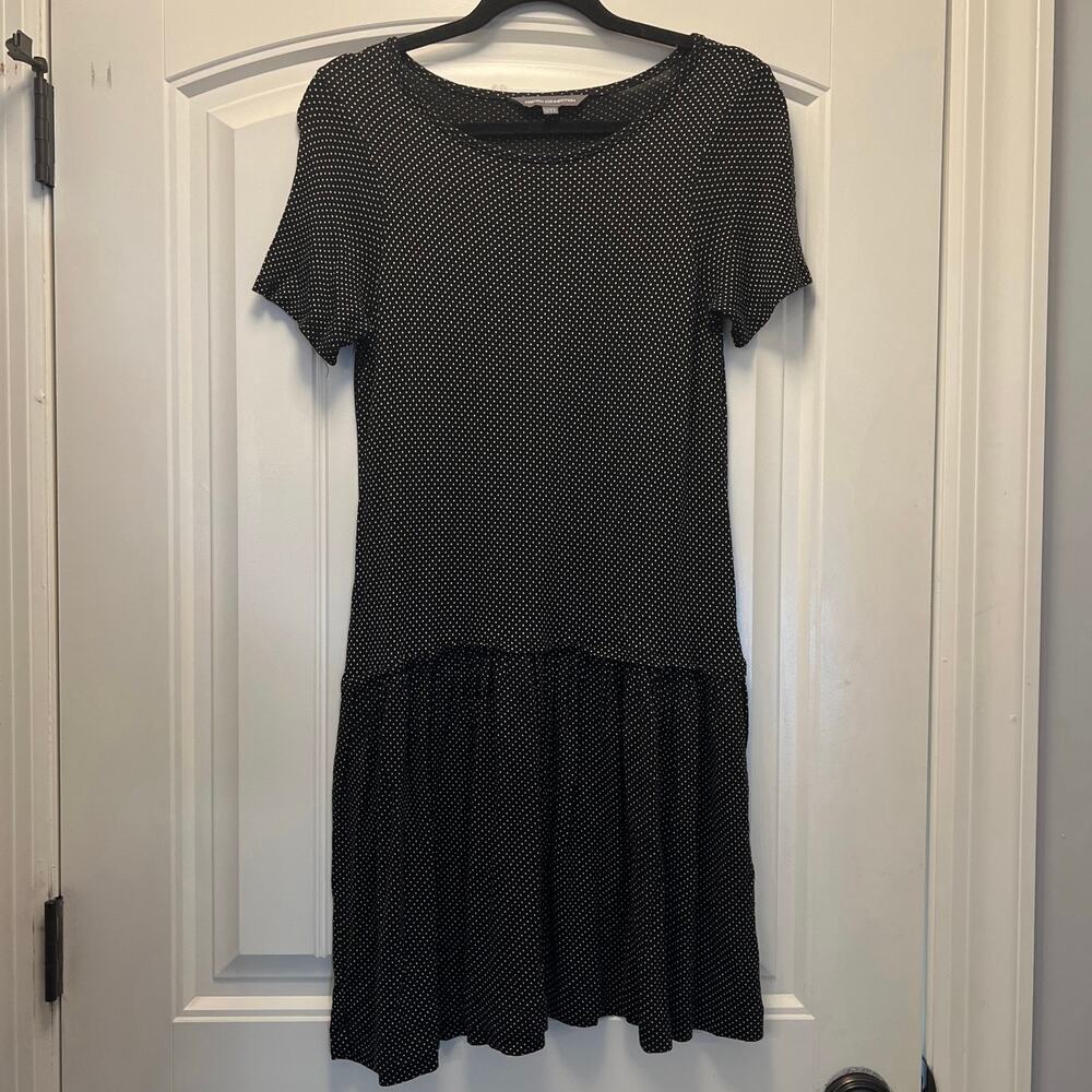 French Connection Women’s Short Sleeve Polka Dot Midi Dress Size 6 Black‎ White